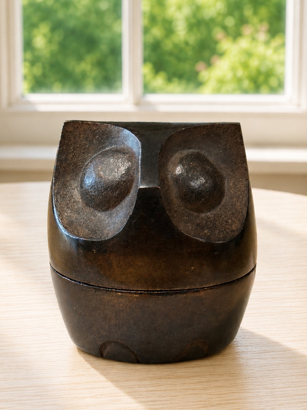 Vintage Gumps Heavy Brass Owl Trinket Box Incense Burner Lantern Figurine Japan